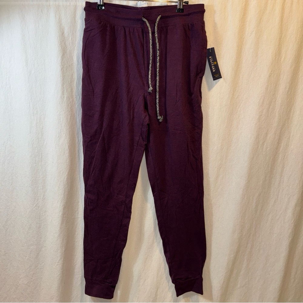 Brand New Men’s Stafford Burgundy Regular Fit Sleepwear Jogger Pants Size Small